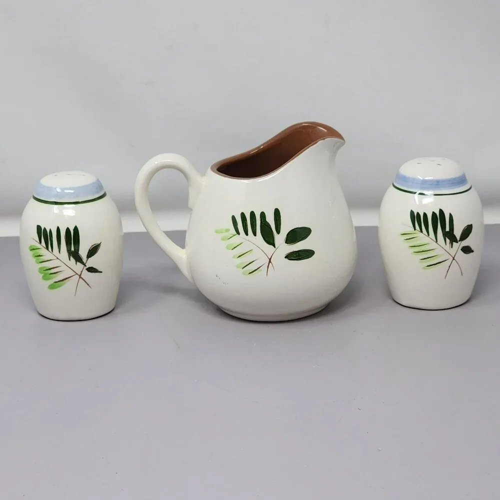 Vintage Stangl‎ Handcrafted Earthenware Creamer & Salt Pepper Shakers Set